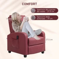 Poltrona Relax Massaggiante con Telecomando e 8 Programmi, Reclinazione e Poggiapiedi, Rosso