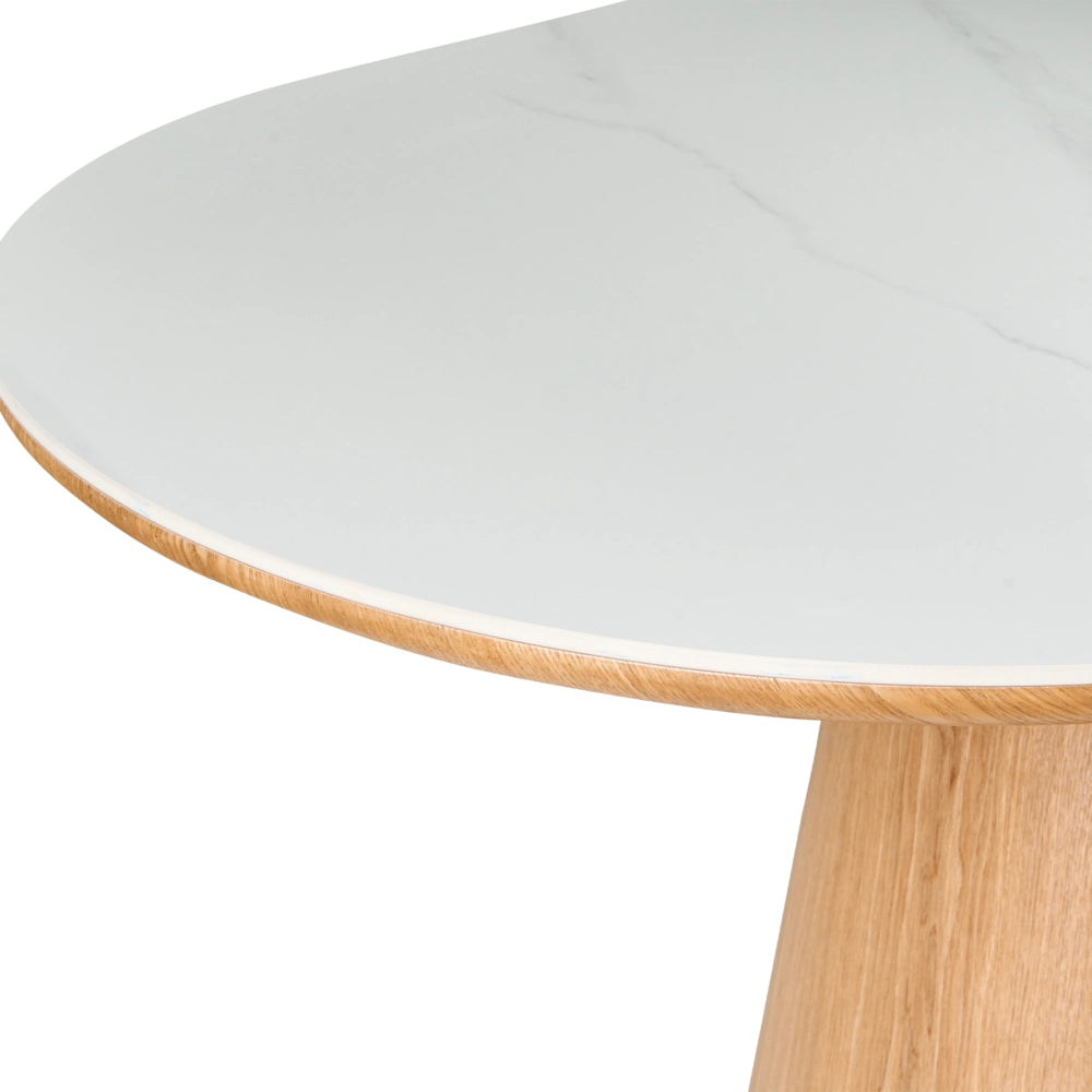 Tavolo da pranzo ovale 180 x 90 cm Gamba in legno MDF impiallacciato frassino Finitura stile moderno