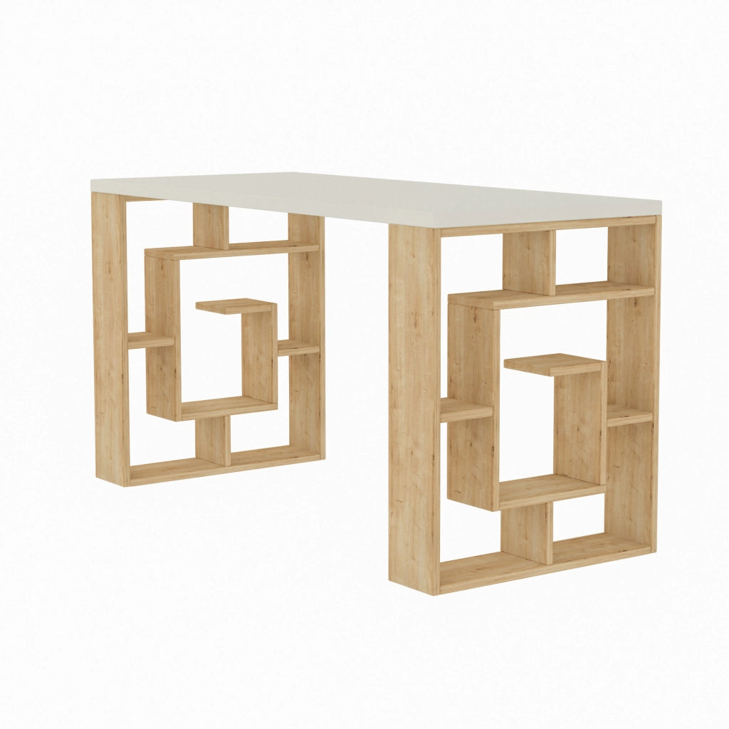 Scrivania in legno "Maze" 140 x 60 x 75 cm - Bianco