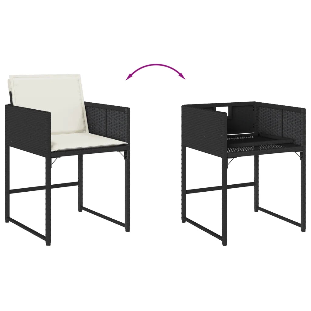 Set da Pranzo da Giardino 11 pz con Cuscini in Polyrattan Nero 3278057