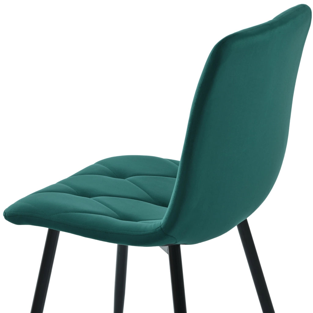 Set di 4 sedie da pranzo in velluto con schienale imbottito e gambe in metallo verde scuro