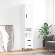 Credenza-Buffet-Armadio da cucina Bianca 34,5x34x180 cm in Legno Multistrato 623063