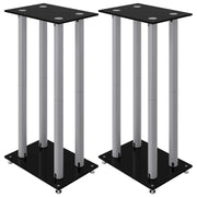 Pedane Casse 2 pz Nero Argento Vetro Temperato Design 4 Pilastri CFW7960087