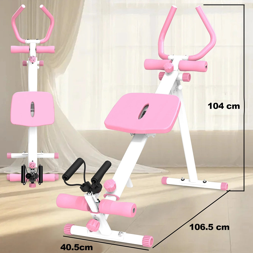 AB Machine Rosa Attrezzo Fitness per Addominali Multiuso Pieghevole Vogatore