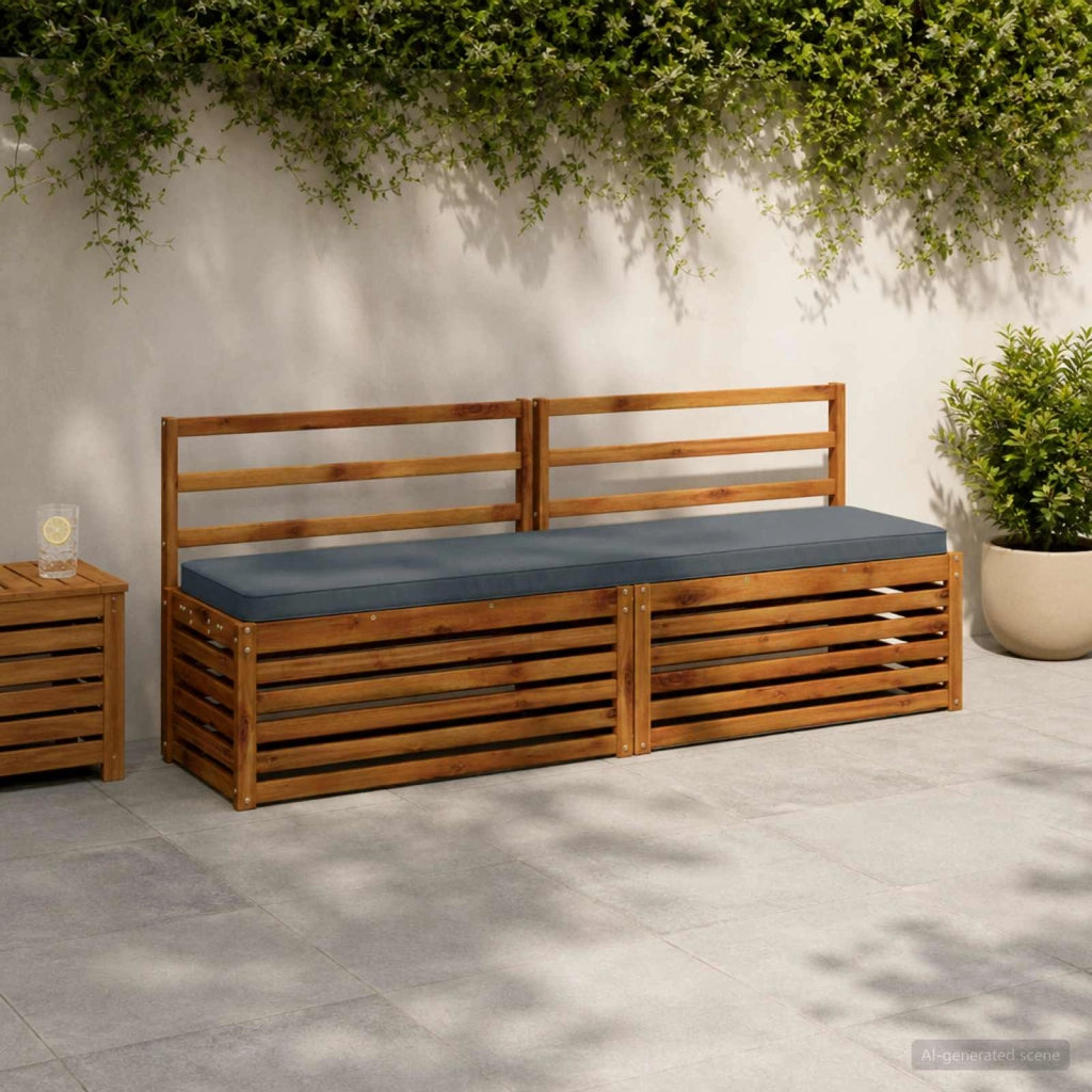 Cuscini per Panchina a 2 Pezzi VUGHT 2 pz 100% Poliestere Blu 951469
