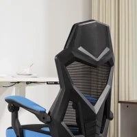 Sedia da ufficio sedia da gioco altezza regolabile schienale ruote tessuto a maglia 58 x 63 x 112-122 cm blu nero