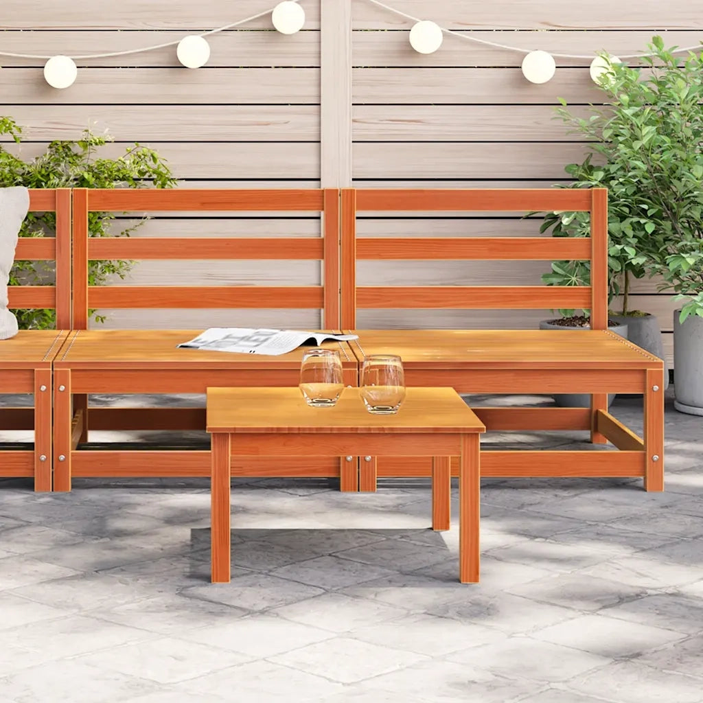 Divano da esterno-Divani Senza Braccioli Giardino 2pz Marrone Cera 70x70x67 Pino