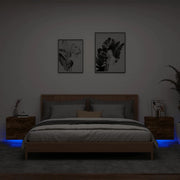 Comodini a Parete con luci LED 2 pz Rovere Fumo
