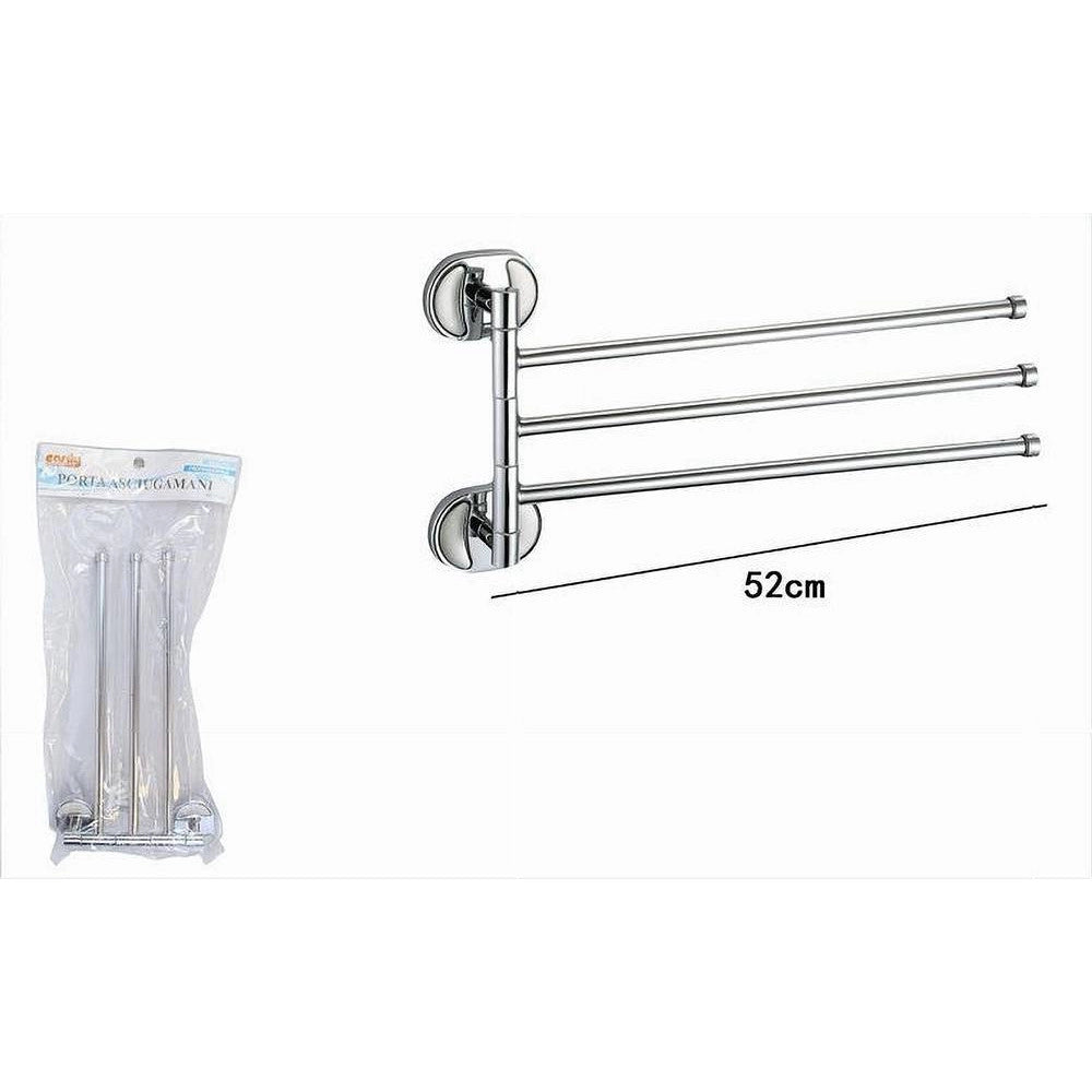 Trade Shop - Porta Asciugamani 3 Bracci Fissaggio A Parete Bagno Acciaio Cromato Oval 52003 -