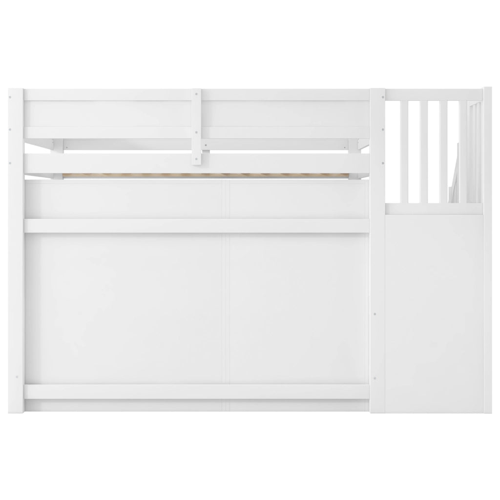 LETTO A CASTELLO 90x200 cm con scrivania, ripiani, armadio e LED, bianco