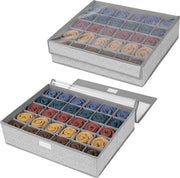 Set di 2 contenitori di archiviazione, 30 celle cassetti organizzatore di archiviazione con coperchi, organizzatore di cassetti pieghevole per calze, cravatte e altri accessori