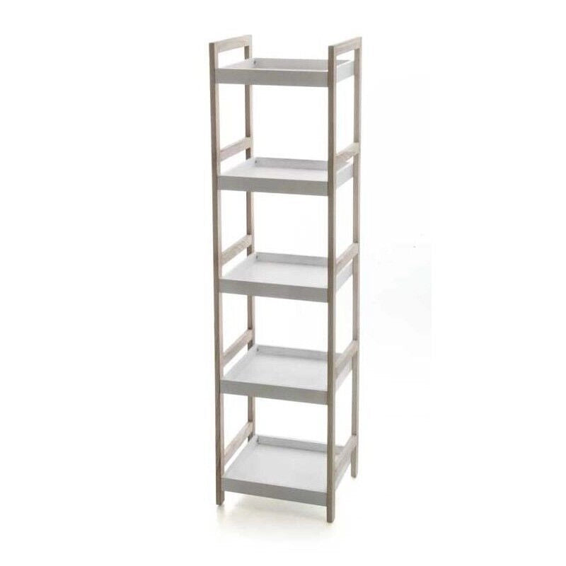 MAURY'S SCAFFALE IN LEGNO BIANCO DA BAGNO CON 5 RIPIANI 33X30X130 CM