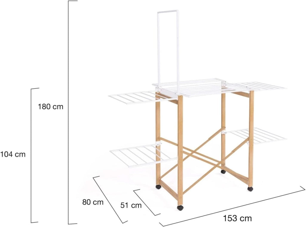 Stendibiancheria di design DELUXE in finto legno con appendiabiti
