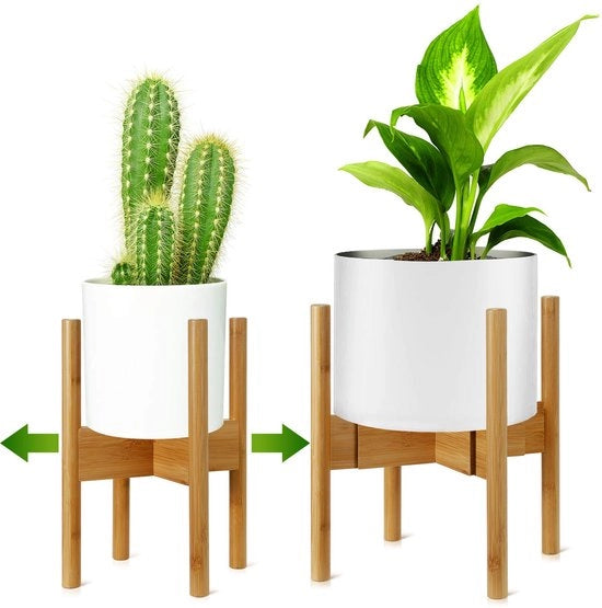 Supporto per piante, Vaso per fiori moderno Mid-Century, Supporto per fiori in legno, Vaso per piante moderno in bambù per interni, Adatto per vaso di diametro 20,3-30,5 cm (vaso non incluso)