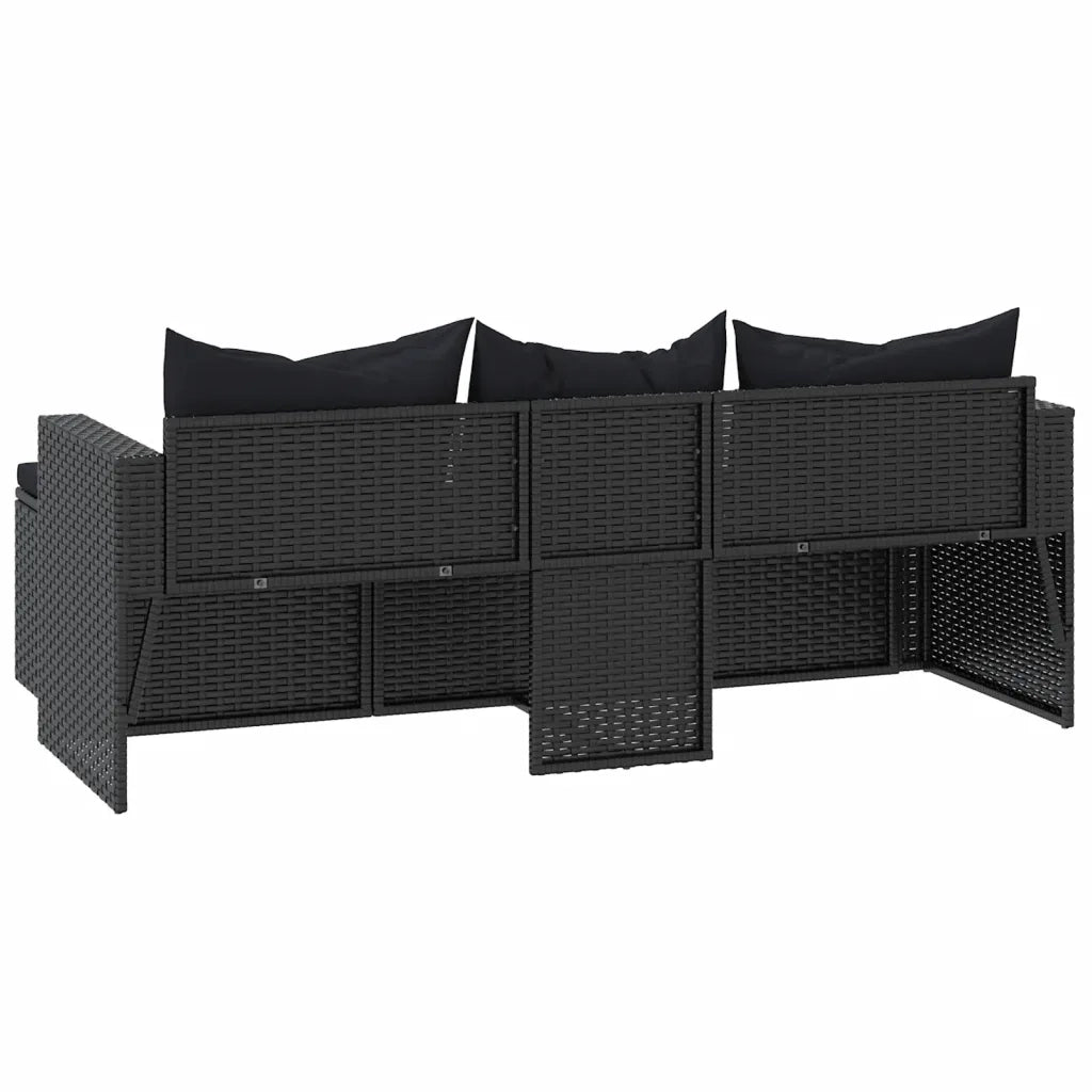 Set Divani da Giardino | Set Salotto da Giardino Nero in Polyrattan