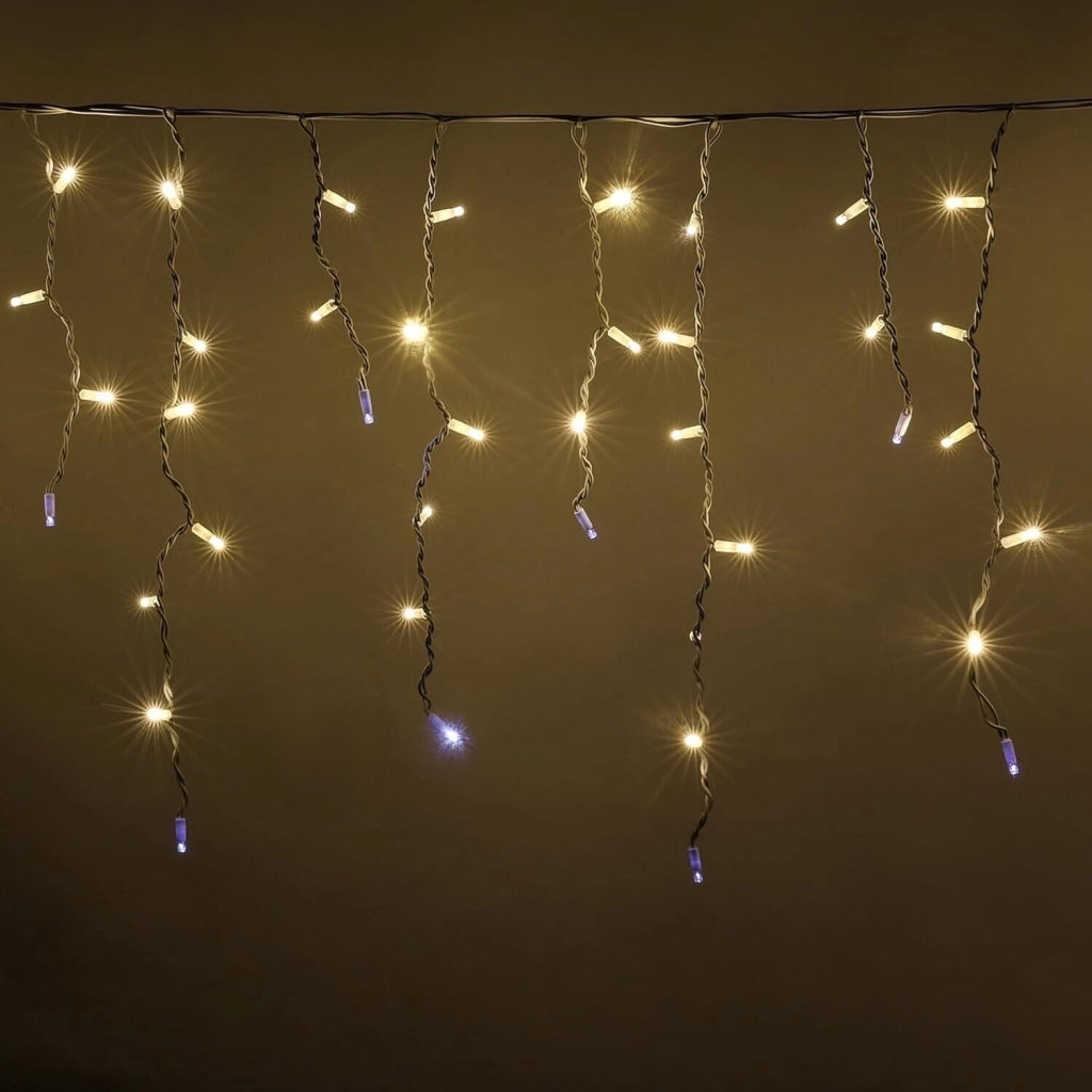 Tenda Luminosa Natale 92 LED da 3MT Prolungabile Esterno Luce Calda + Flash