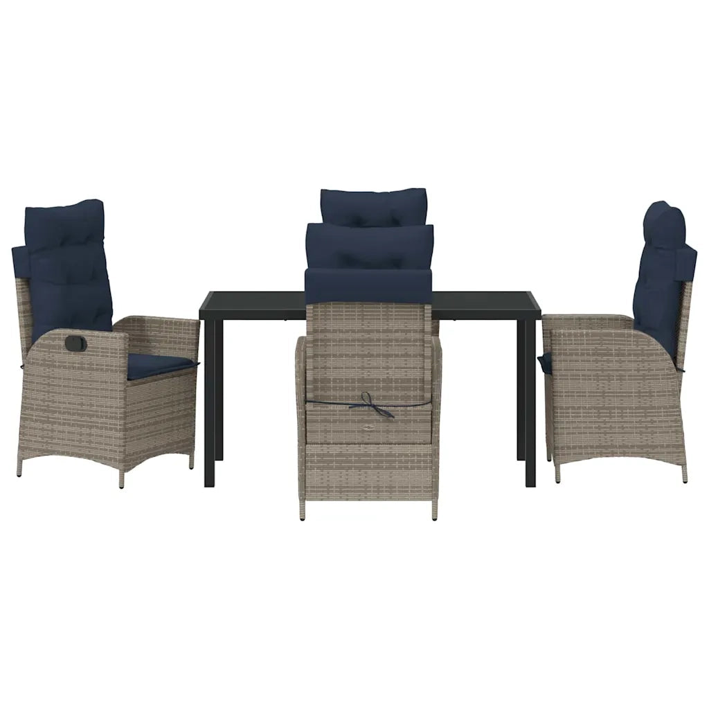 Set da Pranzo per Giardino 5 pcs Grigio e Nero Rattan 3380577
