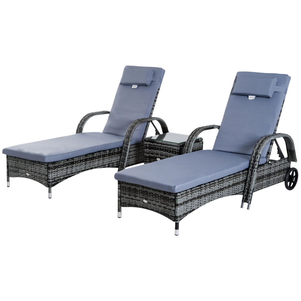 Set 3 Pezzi Poltrone Polyrattan con Tavolino ¨C Zephmum ¨C Grigio