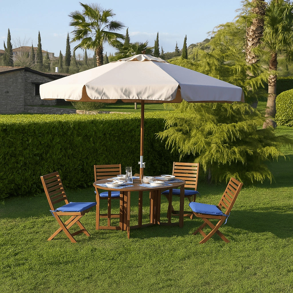 OMBRELLONE ISLAND IN LEGNO MT.3X2 PALO MM 38 PER ARREDO GIARDINO E BORDO PISCINA