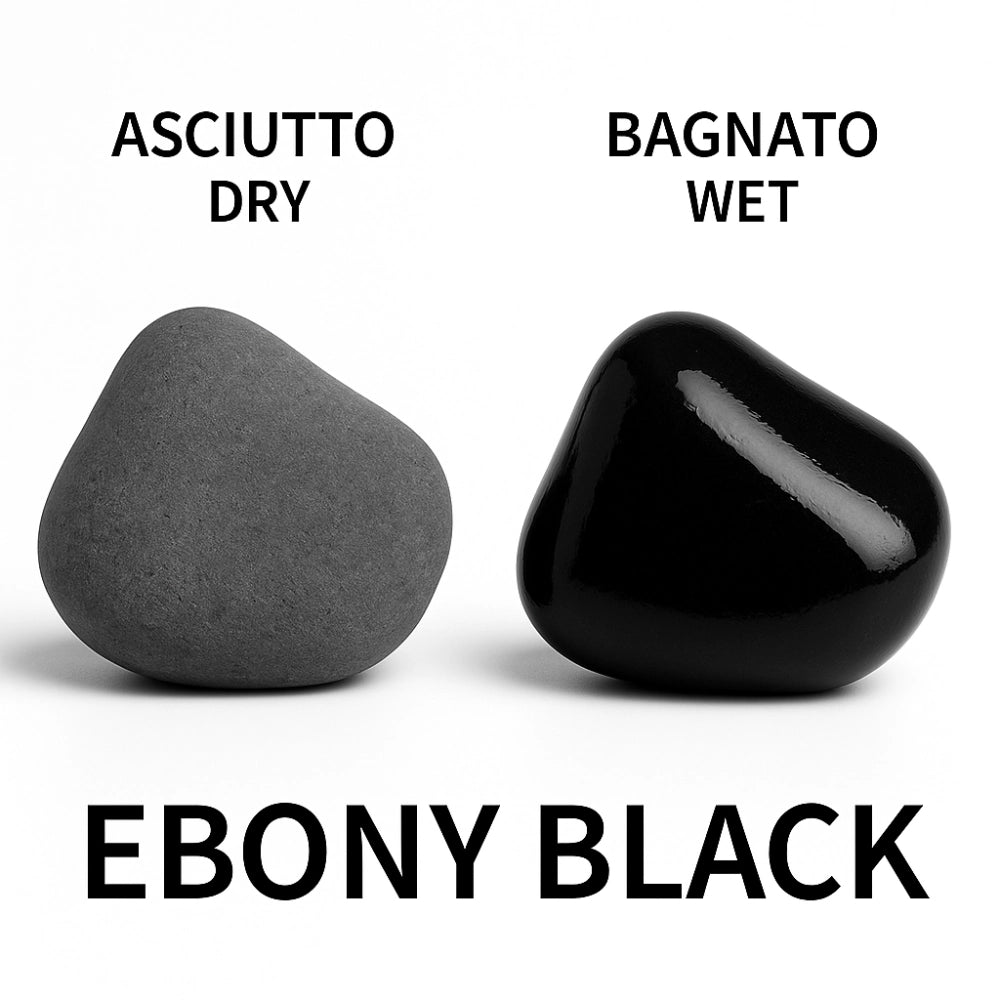Ciottoli nero ebano effetto bagnato brillante con cir tono plus protettivo *** misura 40/60, formato 25 kg + 1 l, con...