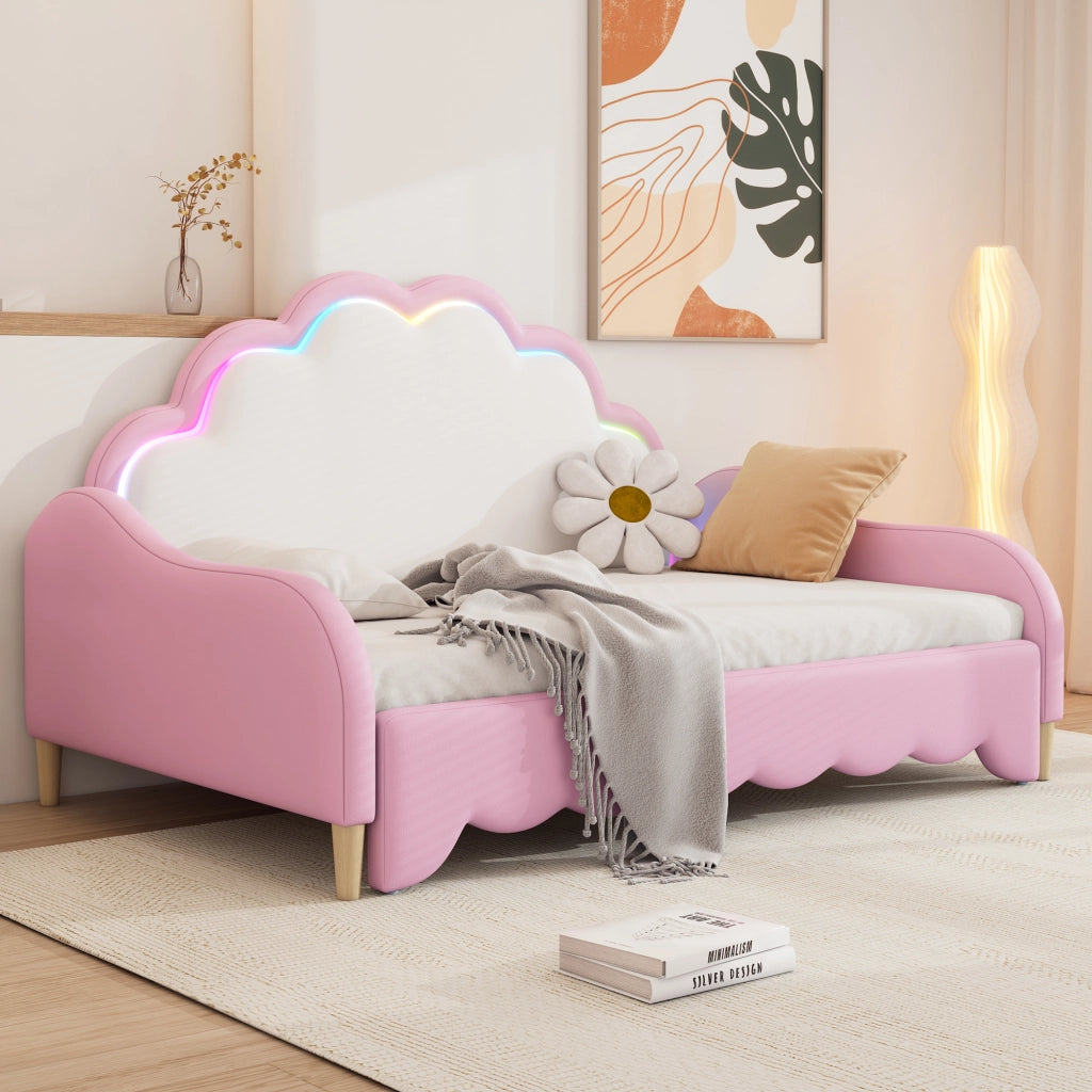 Sofabett trasformabile in divano PU rosa 140x200 cm