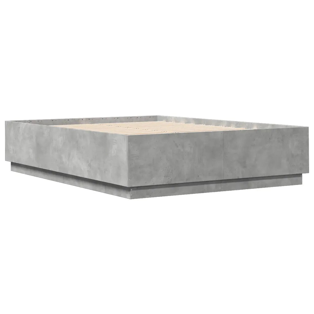 Letto matrimoniale | Letto per adulti | Giroletto Grigio Cemento 150x200 cm in Legno Multistrato