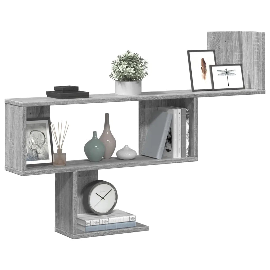 Scaffale a Muro Grigio Sonoma 100x15x70 cm in Truciolato
