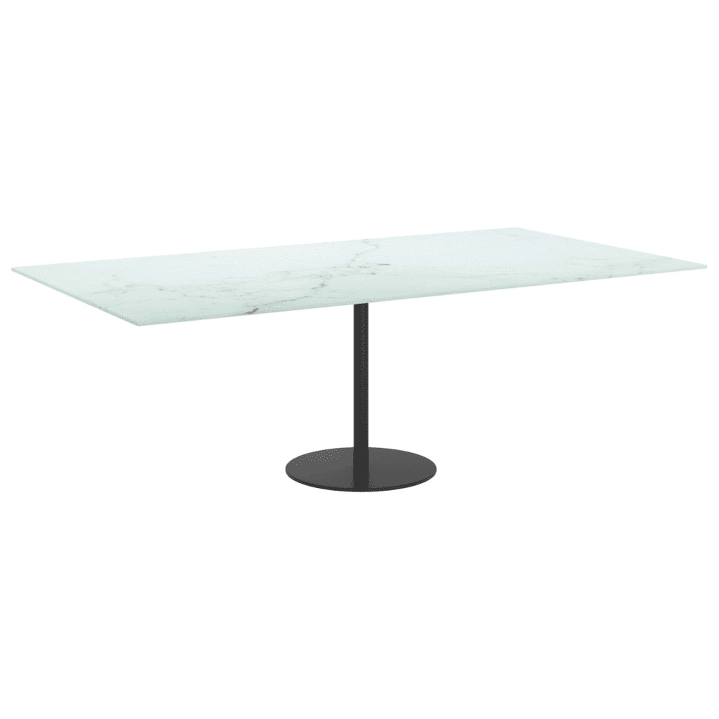 Piano per Tavolo Bianco 120x65 cm 8 mm in Vetro Aspetto Marmo  cod mxl 74725