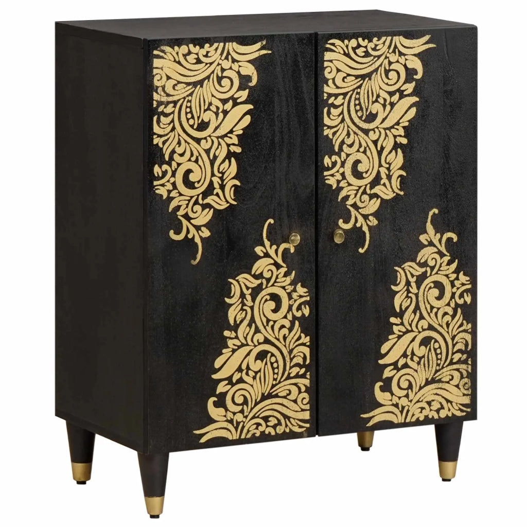 Credenza Nero 60 x 33 x 75 cm Legno di mango massello