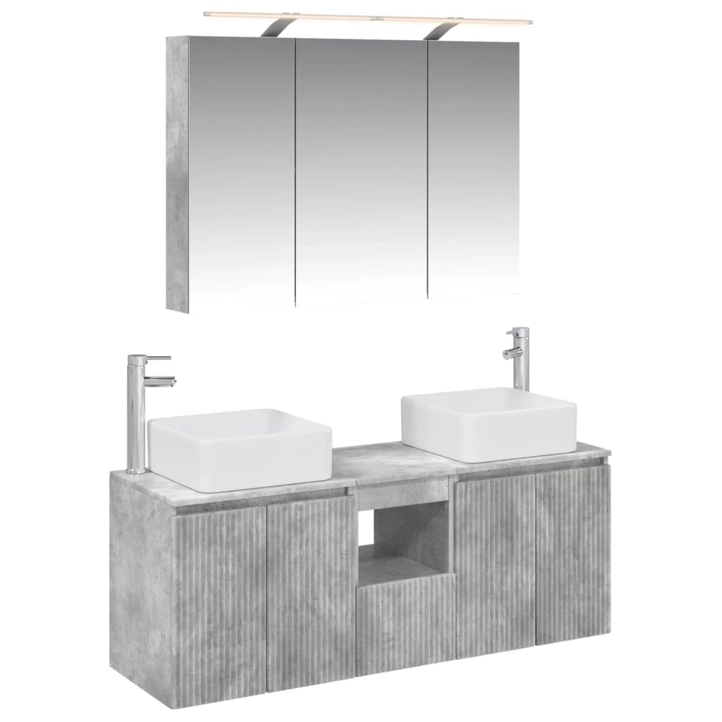 Set di Armadi da Bagno 4 pcs Grigio Cemento 100 x 14,5 x 70 cm 3406378