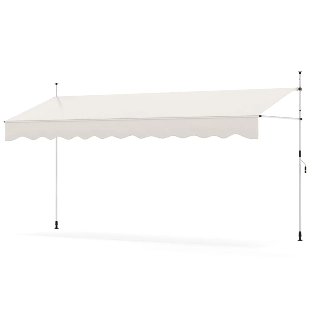 Tenda da sole retrattile manuale 400 cm x 120 cm manovella regolabile atmosfera accogliente poliestere bianco 20_0013642