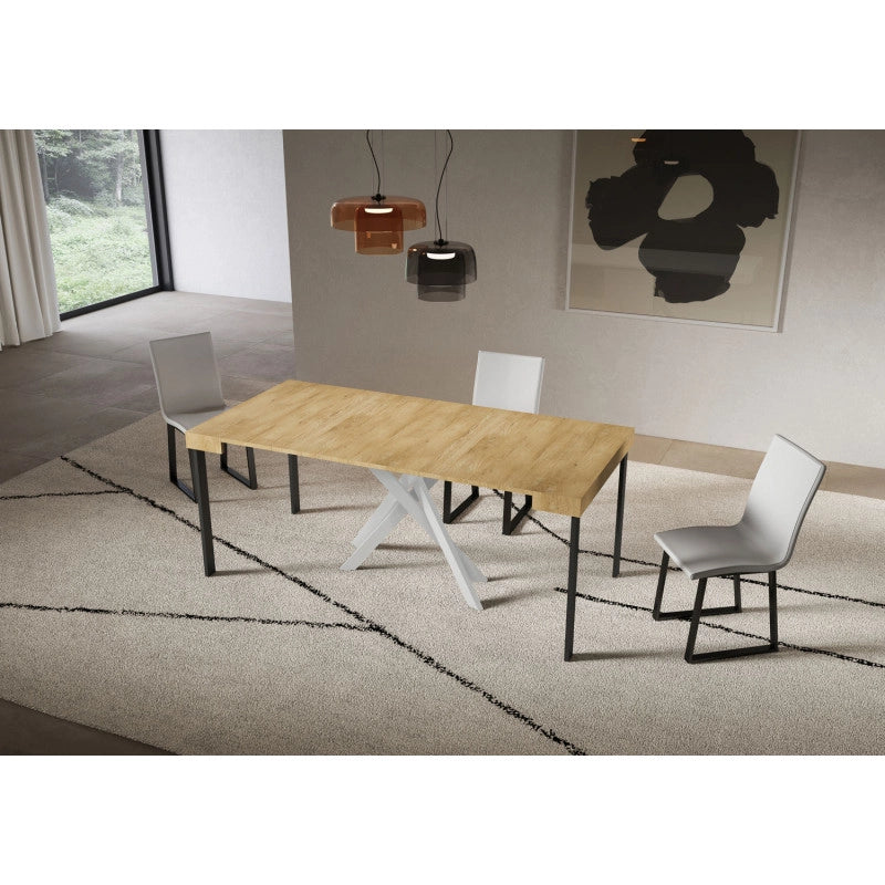 Consolle allungabile 90x40/196 cm Saki Small telaio Bianche - Quercia Natura