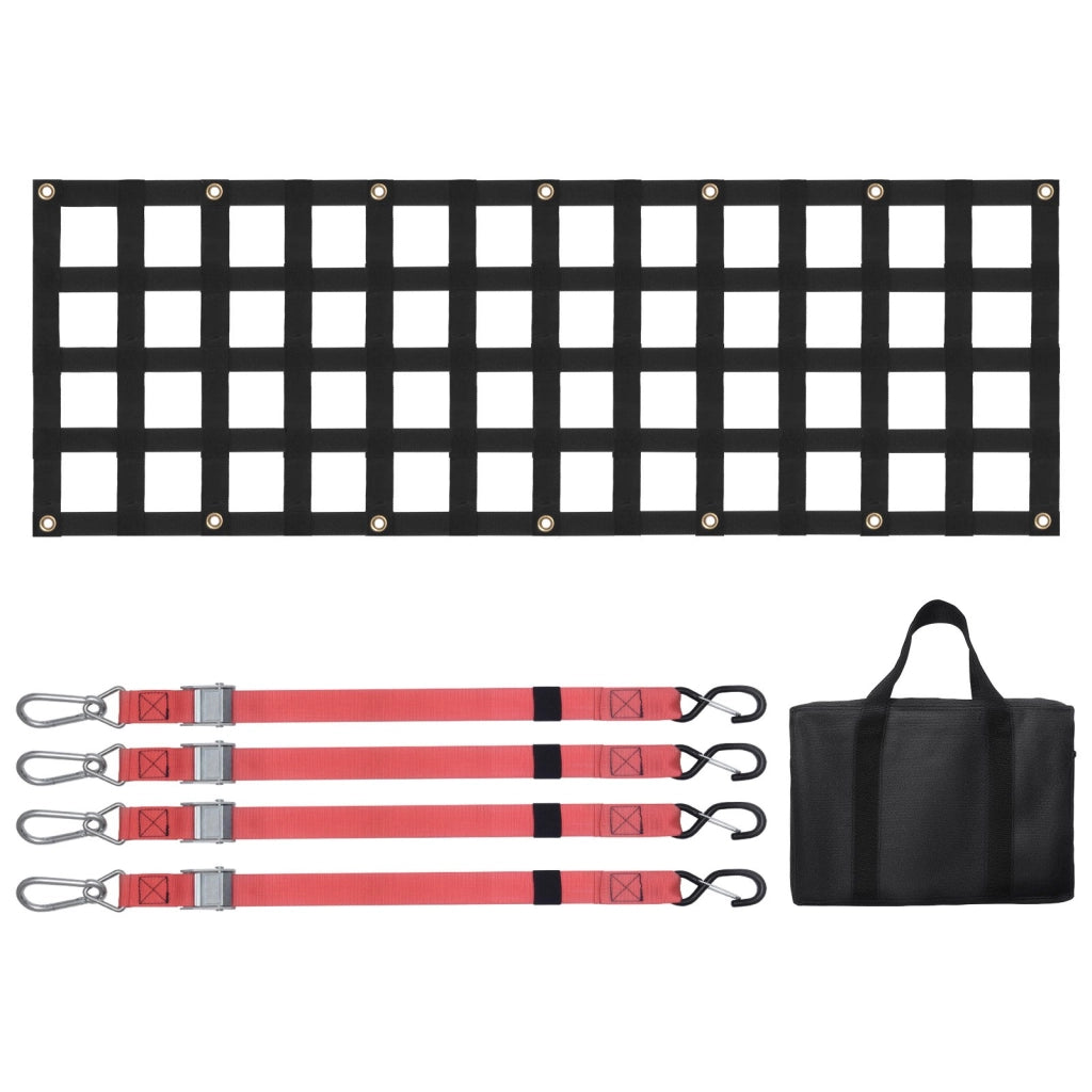 Rete per Portellone Posteriore per Pick-up e Camion, Rete Cassone con 4 Cinghie Regolabili PLCN0054, Durevole e Resistente, 1380x470 mm