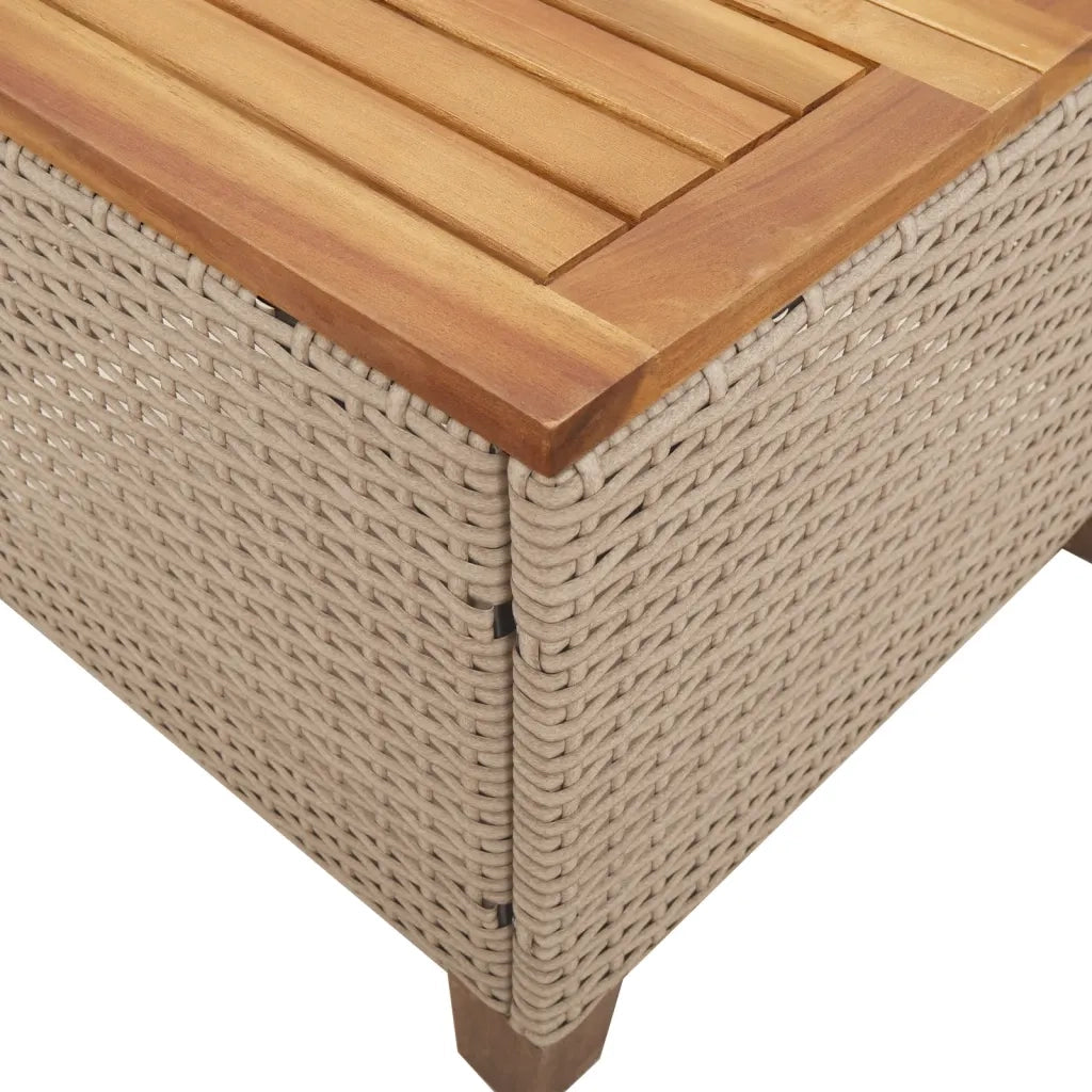 Set da BistrÃ² 3 pz con Cuscini Beige Polyrattan e Legno Acacia