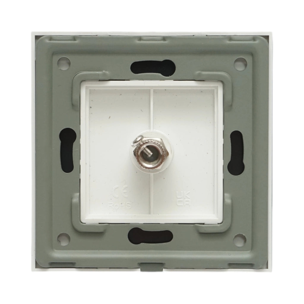 Presa TV da incasso bianca con cornice in vetro 86x86mm