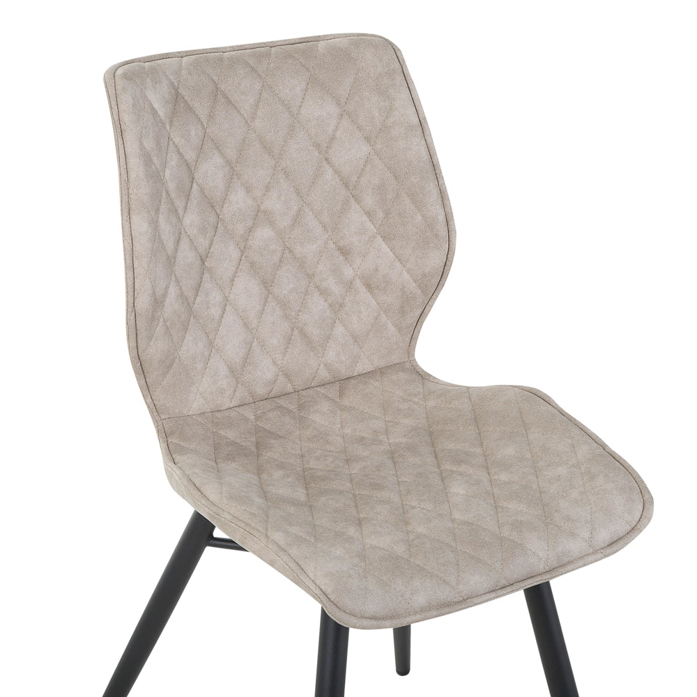 Set di 2 sedie da pranzo rivestimento in tessuto beige gambe in metallo nero stile retrò rustico