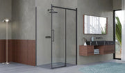 Box Doccia 2 lati 100x150 cm SENZA TELAIO H200 cm da 8mm: lato fisso + porta scorrevole FIORE Nero Opaco