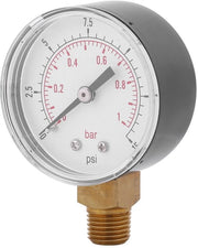 Manometro Mini da Pressione 0-15psi/0-1bar - Dati di Pressione per Carburante/Aria/Olio - Riempiuto con Liquido - Cassetta in Acciaio Inossidabile - Portatile e Compatto