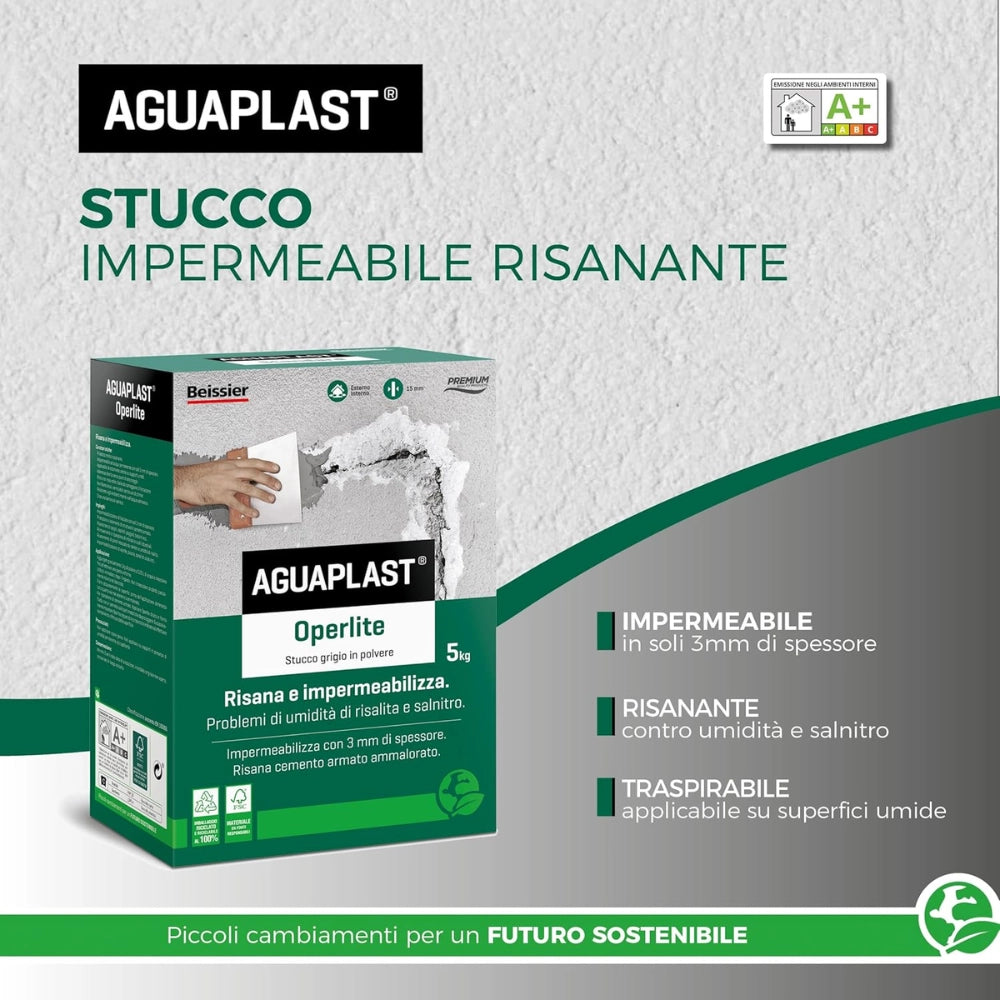 Aguaplast operlite stucco impermeabile risanante in polvere *** formato 5 kg, confezione 1