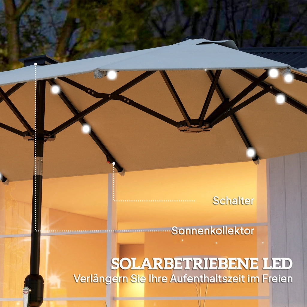 Ombrellone da giardino pieghevole con pannello solare e LED ¨C zephmum ¨C beige 292x150 cm