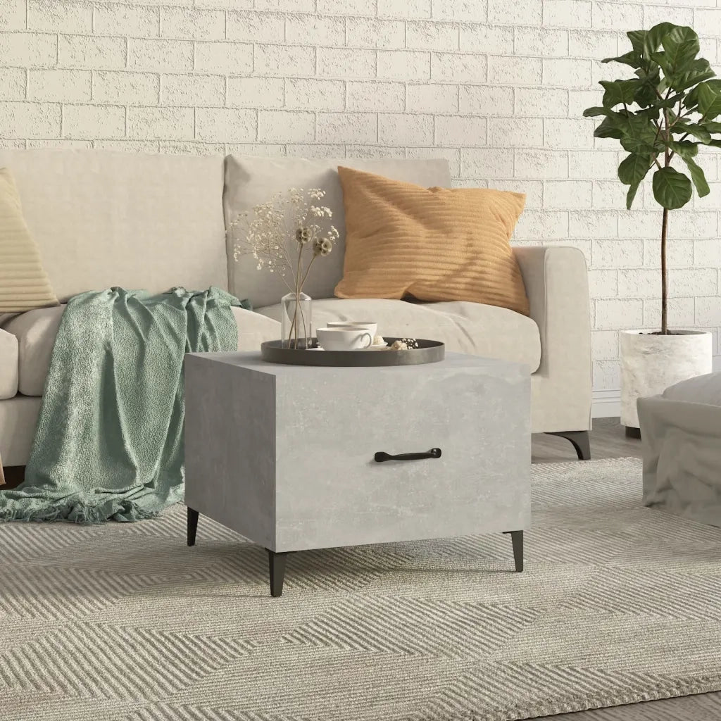 Tavolino da Salotto Gambe in Metallo Grigio Cemento 50x50x40 cm 812734