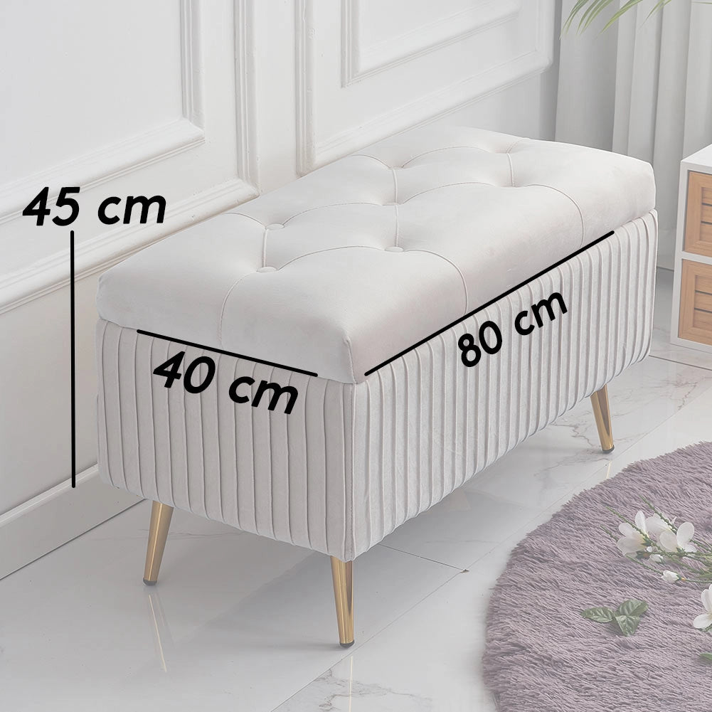 Pouf Contenitore Panta in Velluto Rettangolare Morbido Capiente Divanetto Grigio