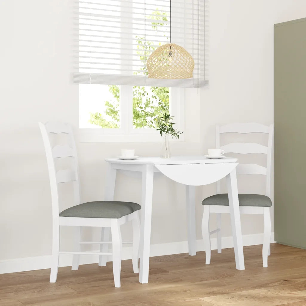 Sedie da Pranzo con Cuscini 2 pz Bianco Legno Massello di Hevea 4102495