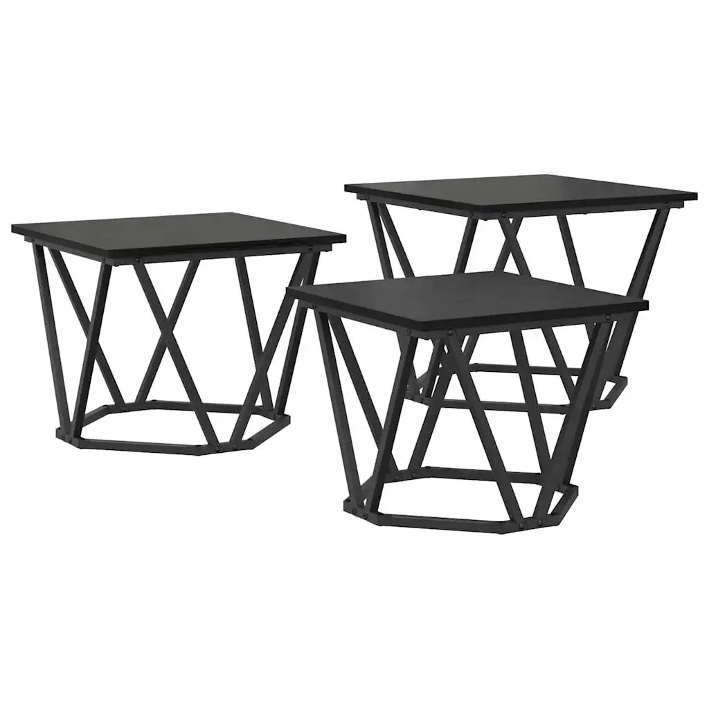 Tavolino da salotto 3 pcs Rovere Nero 868279