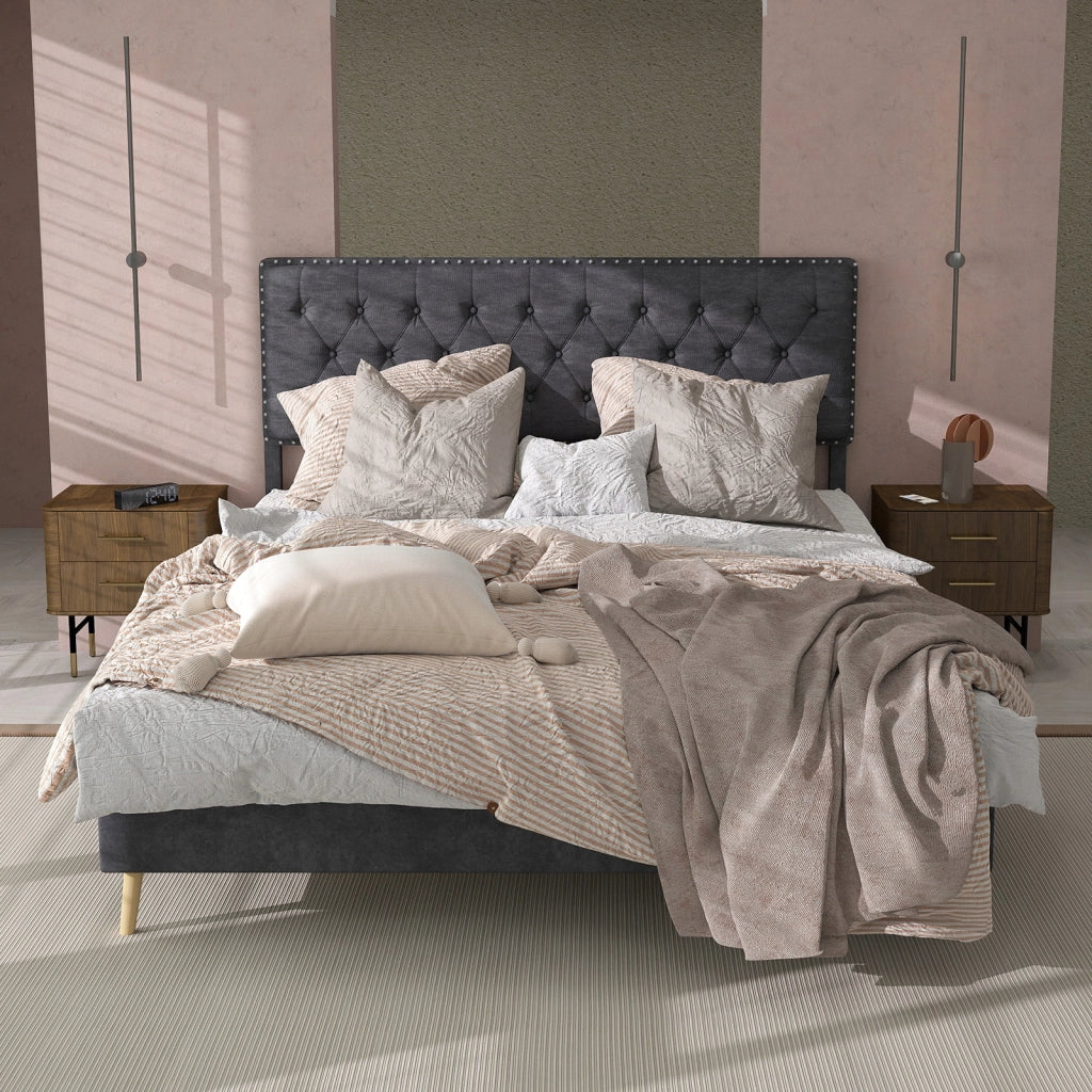 Letto minimalista - Xylo - 140x200 - Grigio - Senza materasso