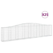 Cestini gabbioni recinzione a gabbia muro di contenimento ad arco 25 pezzi 400 x 30 x 80/100 cm ferro zincato argento 02_0040707