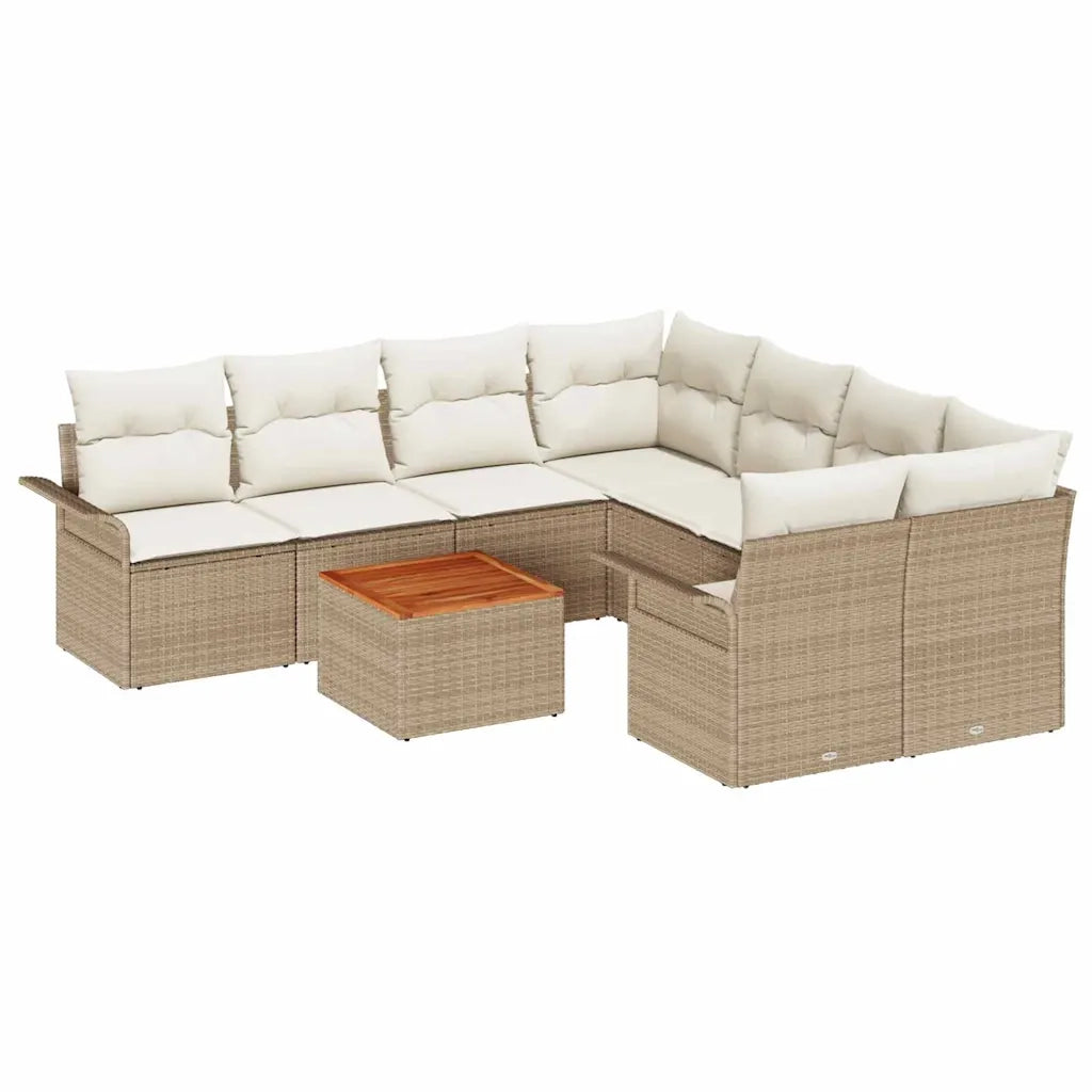 Set Divano da Giardino con cuscino 9 pcs Beige polyrattan 3347309