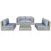 Set di 5 divani da esterno 67 x 67 x 67 cm con comodi cuscini e struttura robusta stile moderno in rattan grigio 20_0012825