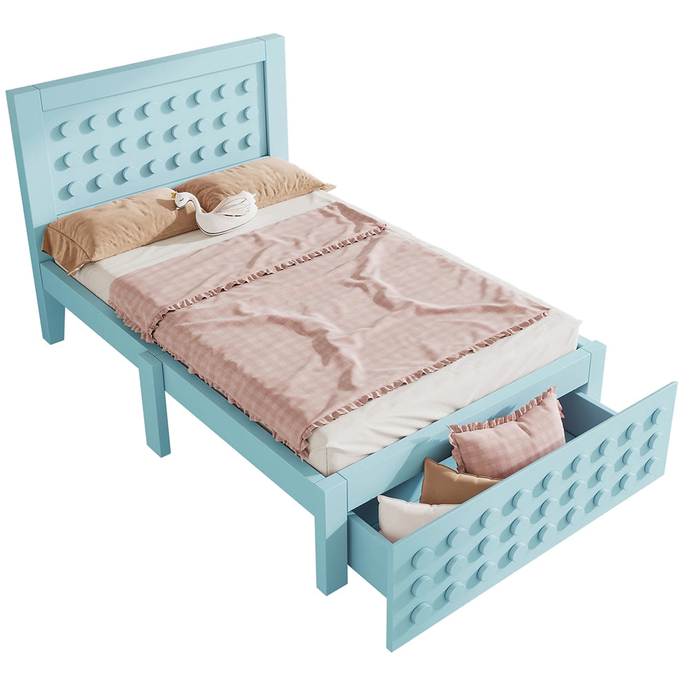 Letto bambino-Xylo-90x200 cm-design a blocchi, cassetti, contenitore, senza materasso