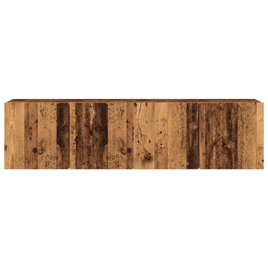 Set di 2 eleganti mobili porta TV a parete con ampio spazio contenitivo 80 x 30 x 41 cm realizzati in legno composito con finitura effetto legno anticato 02_0051167